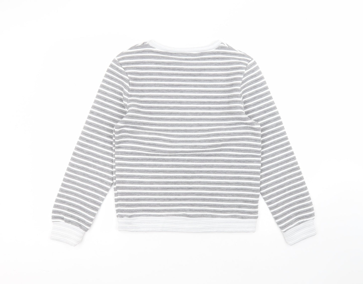 Atmosphere Womens Grey Round Neck Striped Polyester Pullover Jumper Size 6