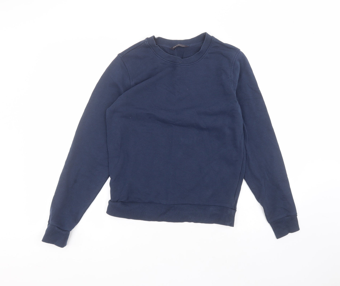 Marks and Spencer Womens Blue Round Neck  Cotton Pullover Jumper Size XS