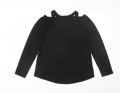 Preworn Womens Black  Cotton Basic Blouse Size XL V-Neck