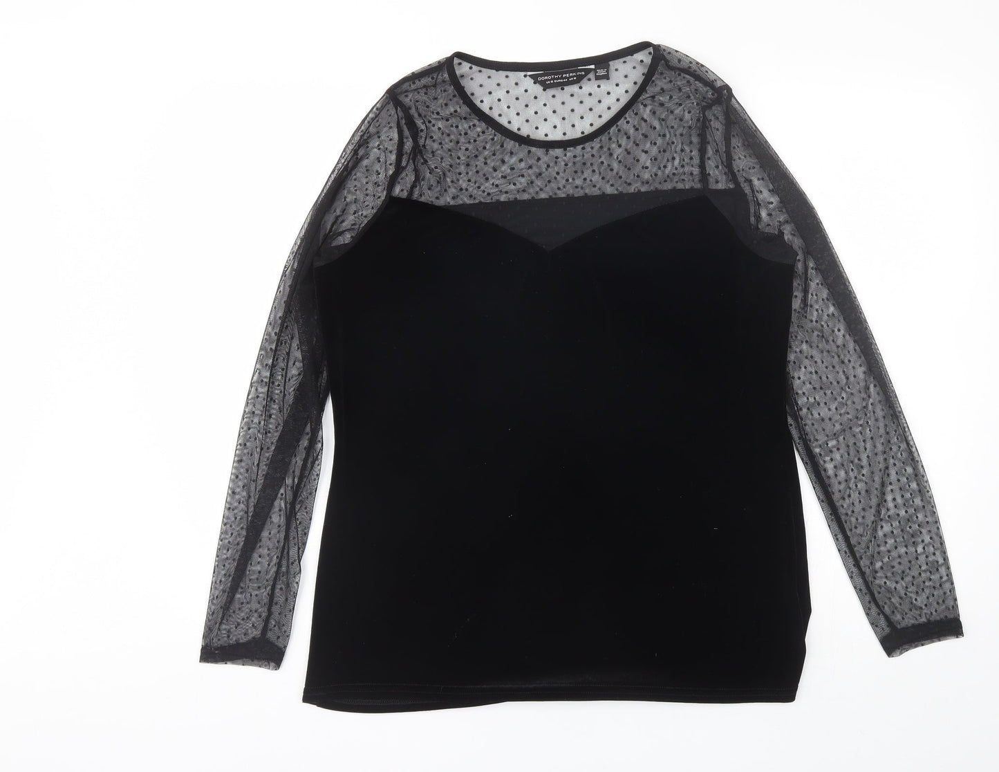 Dorothy Perkins Womens Black  Polyester Basic Blouse Size 12 Round Neck