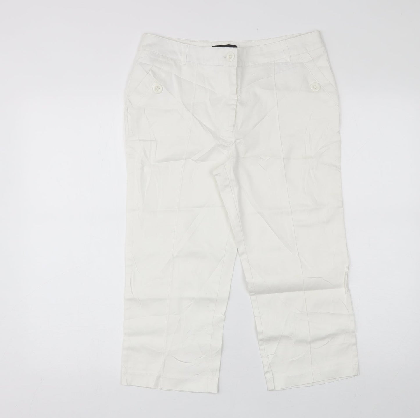 Papaya Womens White  Cotton Chino Trousers Size 10 L20 in Regular