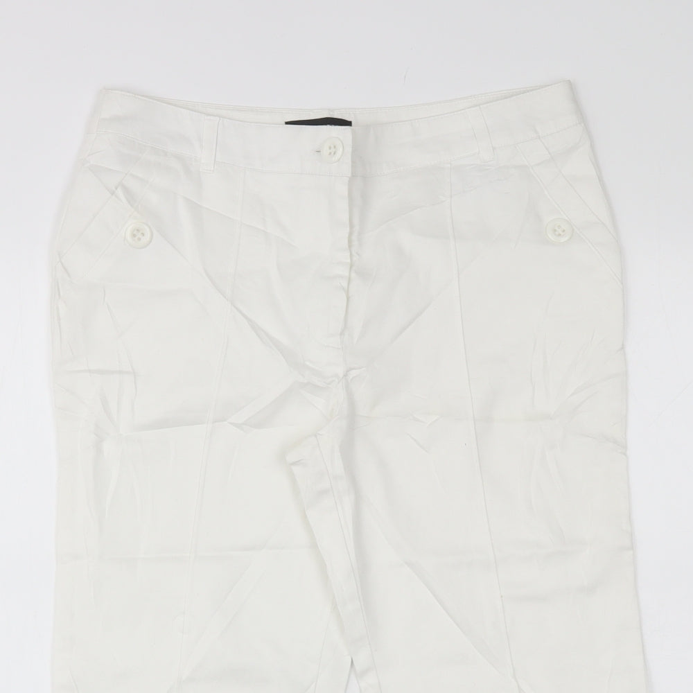 Papaya Womens White  Cotton Chino Trousers Size 10 L20 in Regular