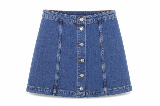 Topshop Womens Blue  Cotton Mini Skirt Size 28 in