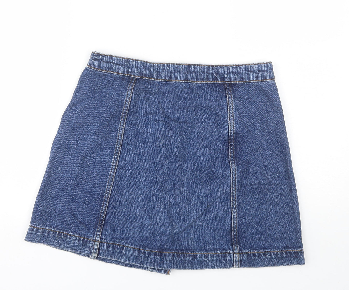 Topshop Womens Blue  Cotton Mini Skirt Size 28 in