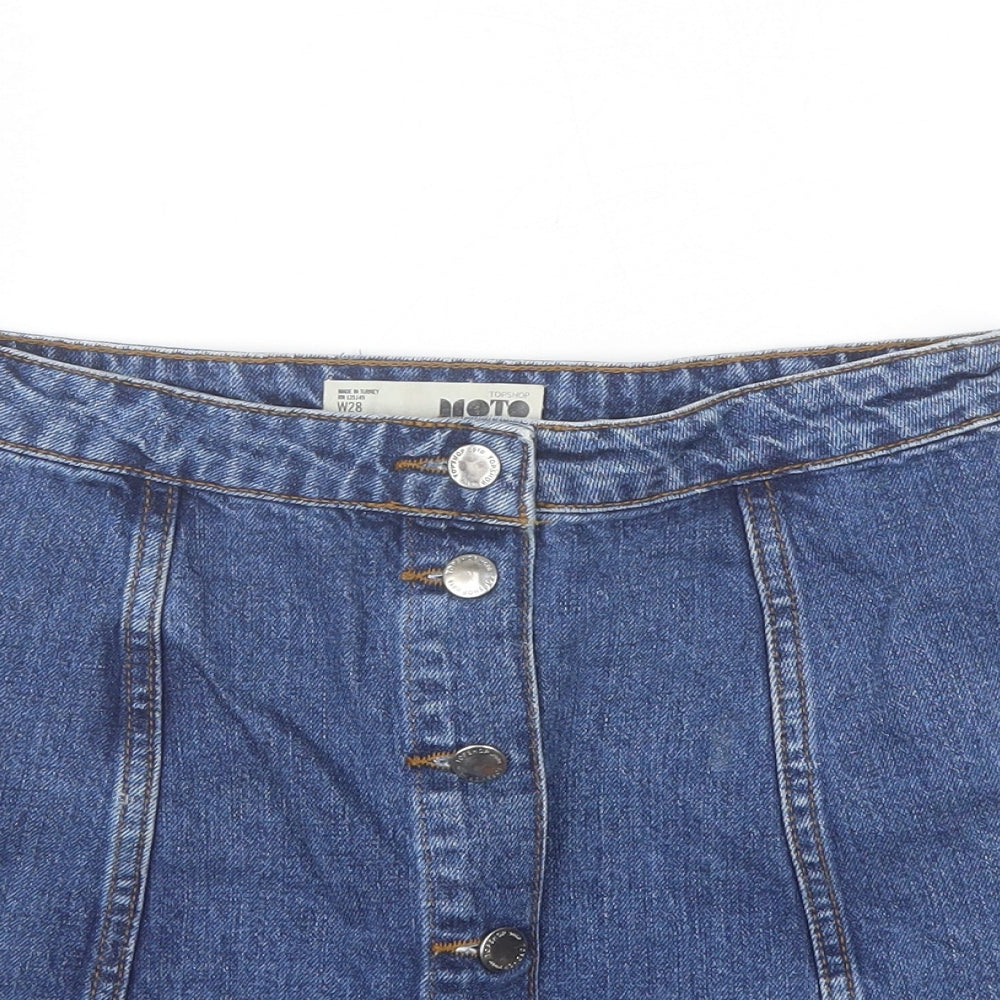 Topshop Womens Blue  Cotton Mini Skirt Size 28 in
