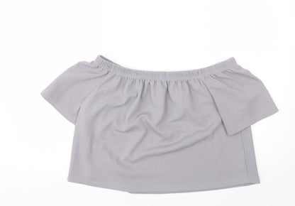 Boohoo Womens Grey  Polyester Basic Blouse Size 16 Off the Shoulder