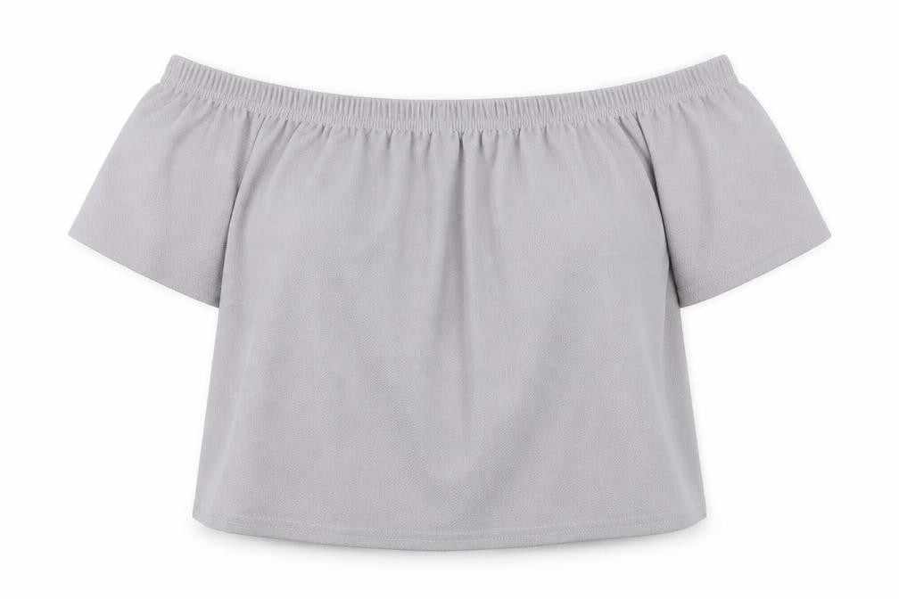Boohoo Womens Grey  Polyester Basic Blouse Size 16 Off the Shoulder