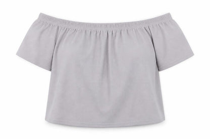 Boohoo Womens Grey  Polyester Basic Blouse Size 16 Off the Shoulder