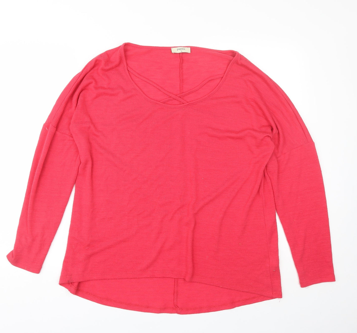 Papaya Womens Pink Scoop Neck  Polyester Pullover Jumper Size 12