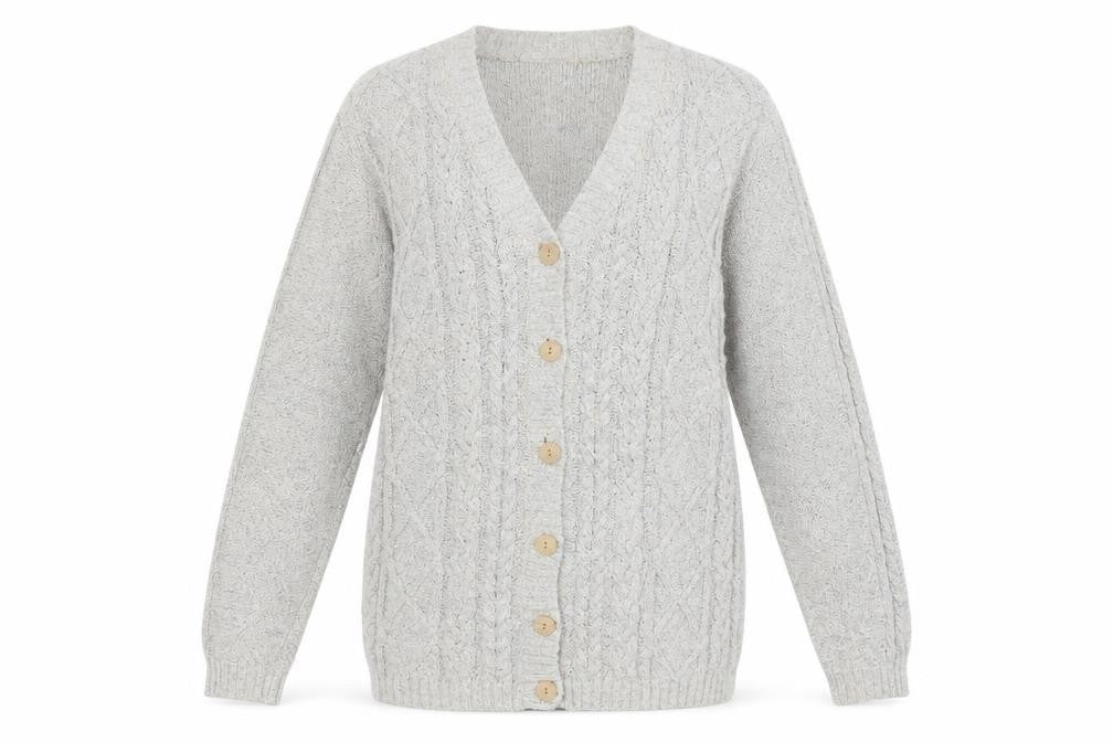 Jumper Womens Grey V-Neck  Cotton Cardigan Jumper Size S