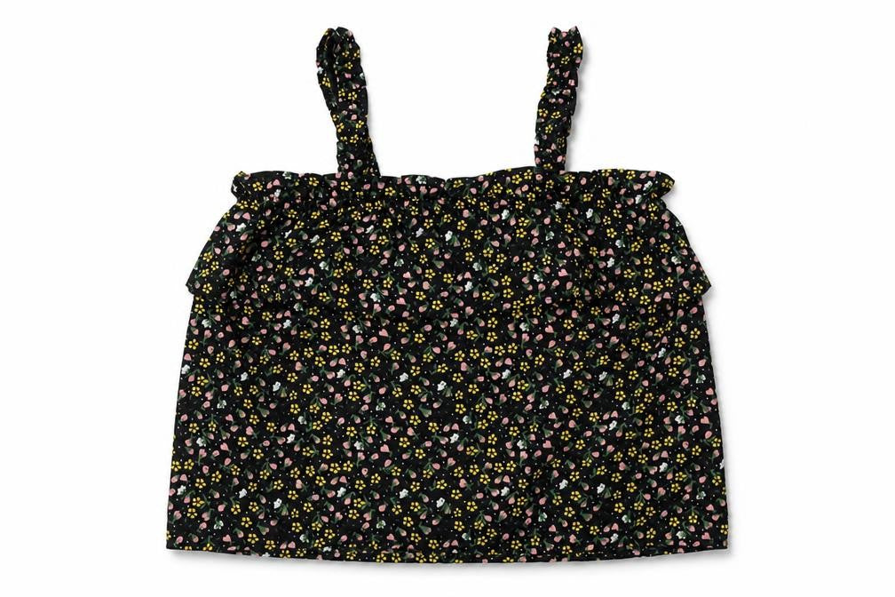 Primark Girls Black Floral Polyester Basic Tank Size 10-11 Years Square Neck