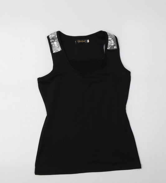 Yidarton Womens Black  Polyester Basic Tank Size S Scoop Neck