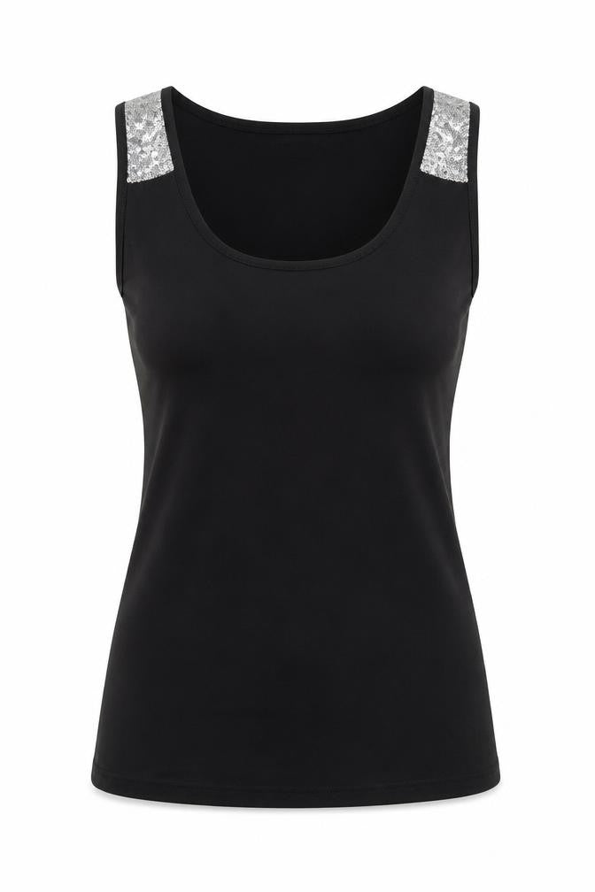 Yidarton Womens Black  Polyester Basic Tank Size S Scoop Neck