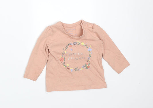 Primark Girls Pink Floral Cotton Basic T-Shirt Size 6-9 Months Round Neck  - BEAUTIFUL LIKE NATURE