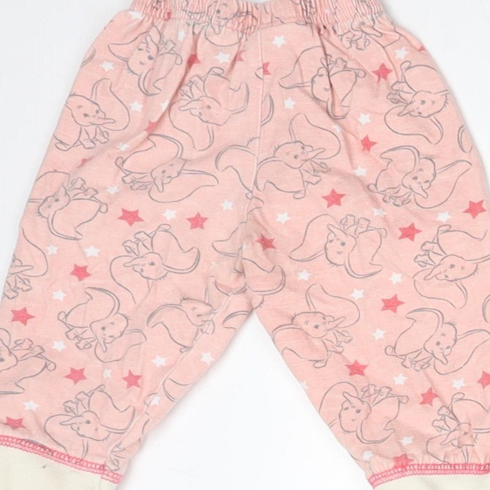 Disney Girls Pink Animal Print Cotton  Pyjama Pants Size 6-9 Months   - DUMBO