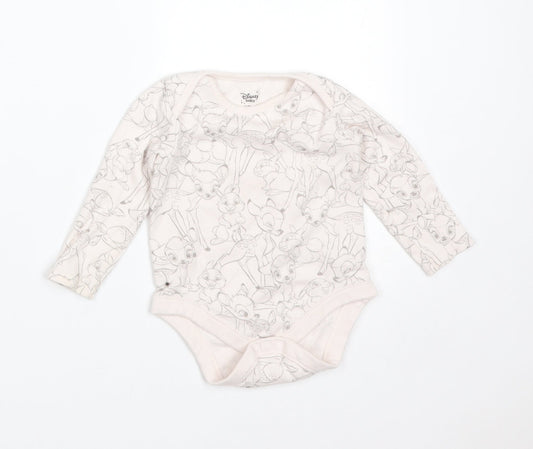 Disney Girls Pink Animal Print Cotton Babygrow One-Piece Size 6-9 Months   - BAMBI