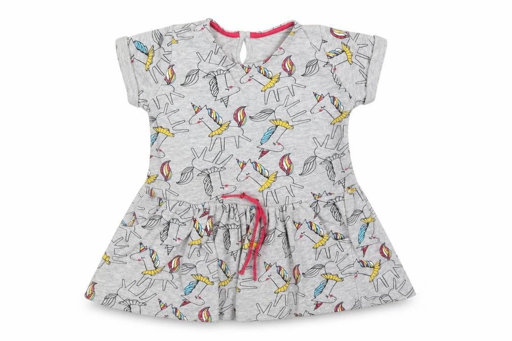 Matalan Girls Grey Animal Print Cotton Skater Dress  Size 2-3 Years  Round Neck  - UNICORNS