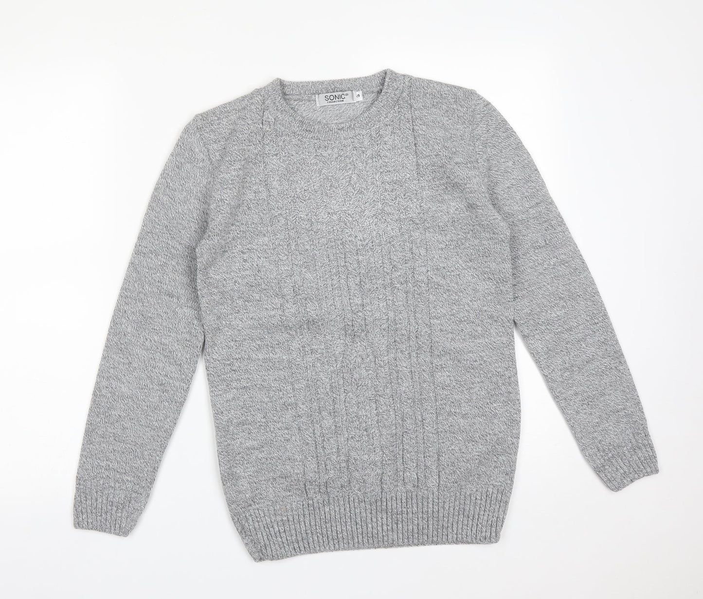 Sonic Mens Grey  Acrylic Pullover Sweatshirt Size S
