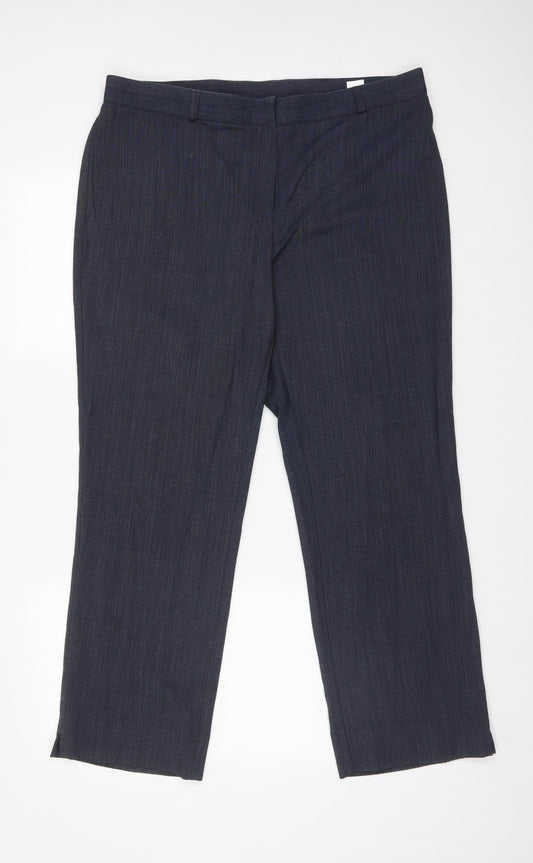M&S Womens Blue  Polyester Dress Pants Trousers Size 18 L29 in Regular