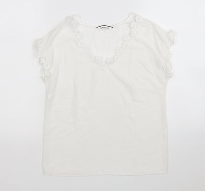 Preloved NAfNaf Womens White   Basic Blouse Size XS V-Neck - Front