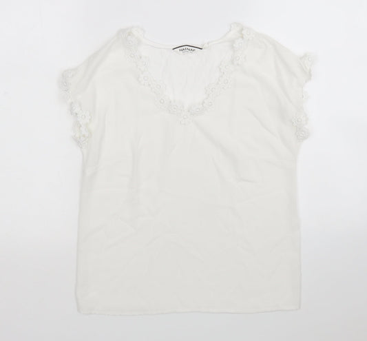 NAfNaf Womens White   Basic Blouse Size XS V-Neck