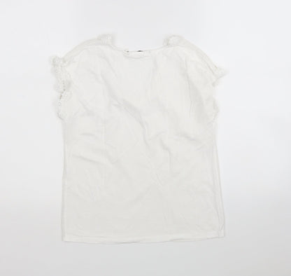 Preloved NAfNaf Womens White   Basic Blouse Size XS V-Neck - Back