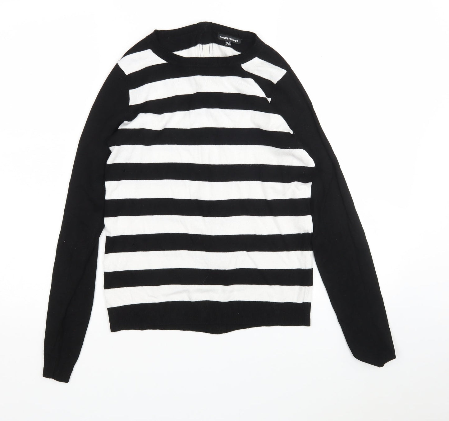 Warehouse Womens Multicoloured Round Neck Striped Viscose Pullover Jumper Size 10