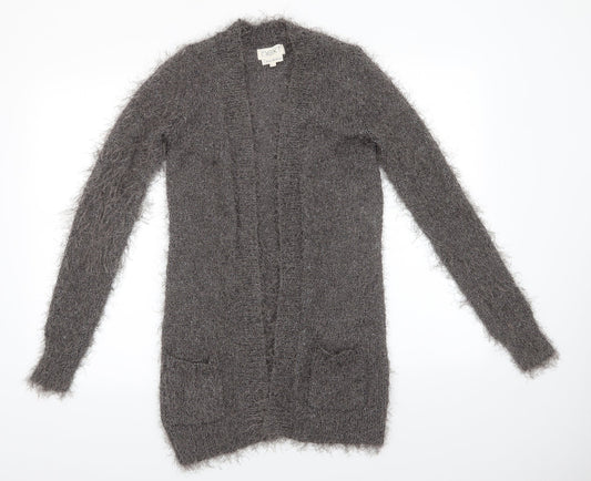 NEXT Womens Grey V-Neck  Polyester Cardigan Jumper Size XS   - Subtle shimmer effect