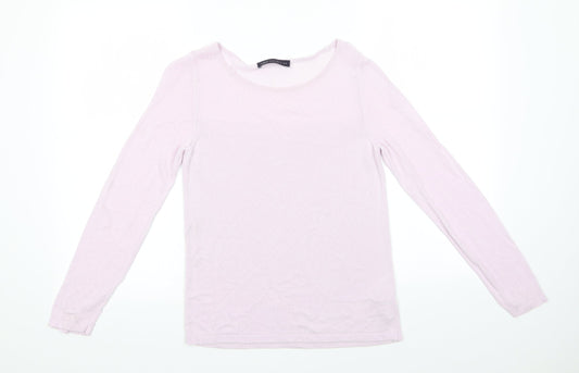 Marks and Spencer Womens Pink Round Neck  Viscose Pullover Jumper Size 8   - Pale pink