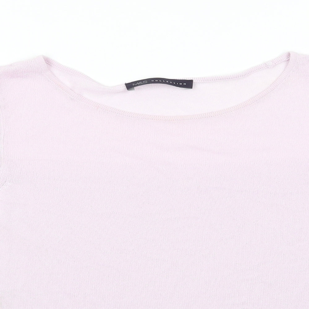 Marks and Spencer Womens Pink Round Neck  Viscose Pullover Jumper Size 8   - Pale pink