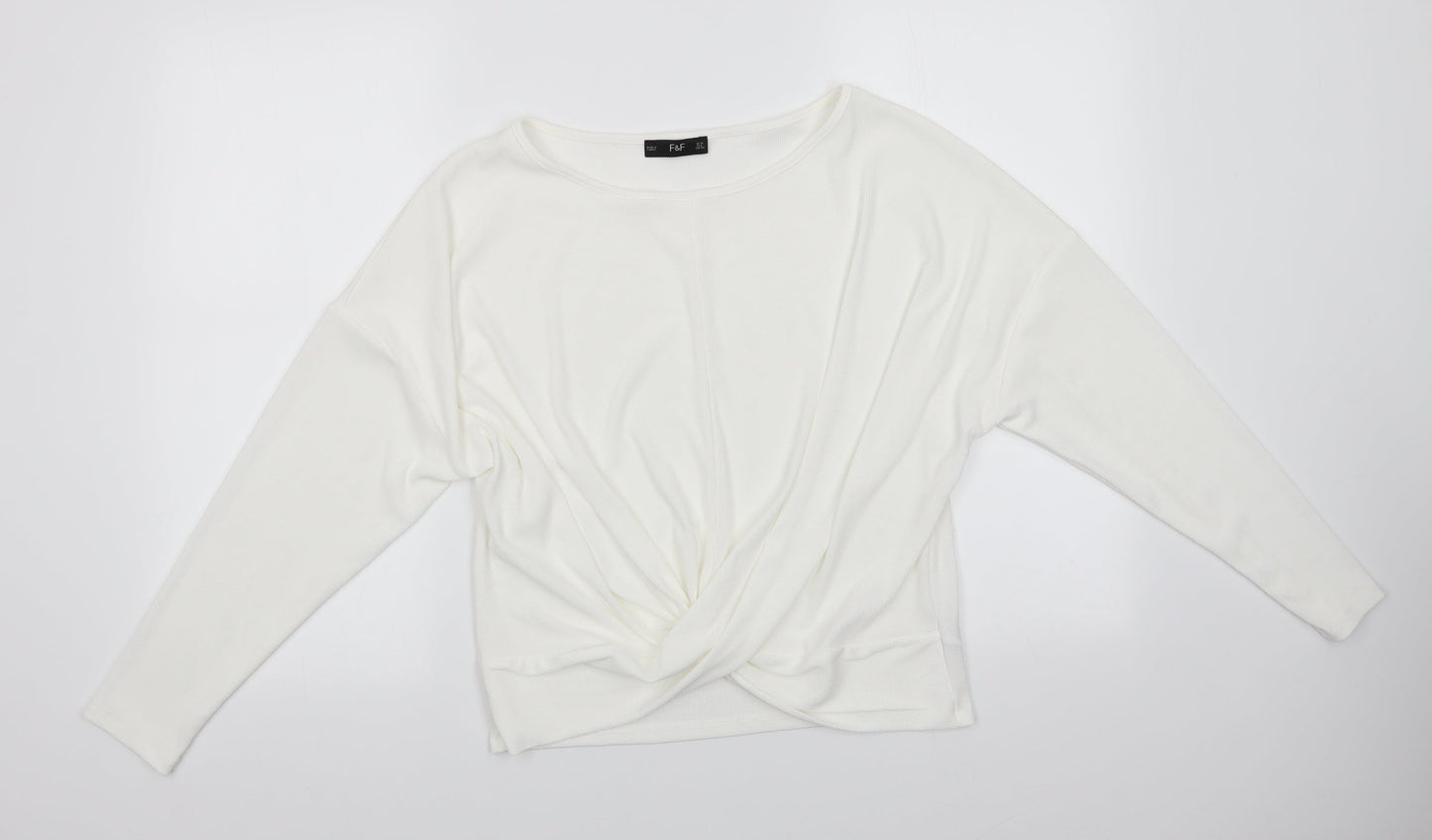 Florence and Fred Womens Ivory Round Neck  Polyester Pullover Jumper Size 12   - Twisted Hem Detail