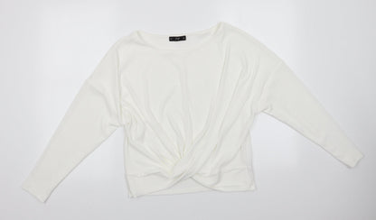 F&F Womens Ivory Round Neck  Polyester Pullover Jumper Size 12   - Twisted Hem Detail