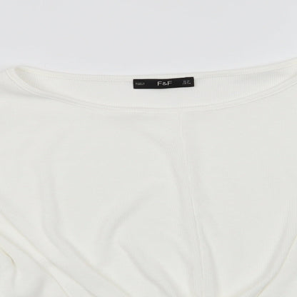 F&F Womens Ivory Round Neck  Polyester Pullover Jumper Size 12   - Twisted Hem Detail