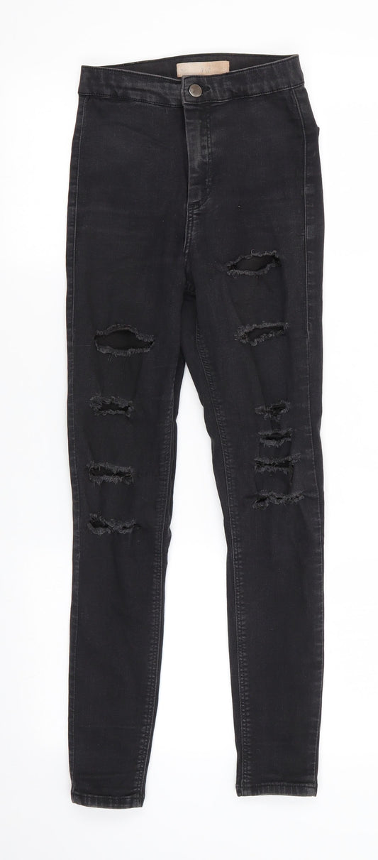 Topshop Mens Black  Cotton Skinny Jeans Size 26 in L26 in Regular