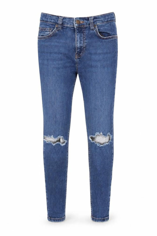 Topshop Womens Blue  Cotton Skinny Jeans Size 26 in L24 in Regular  - cropped