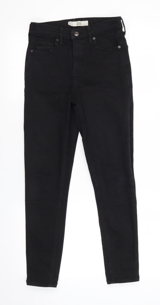 Topshop Mens Black  Cotton Skinny Jeans Size 26 in L25 in Regular  - cropped