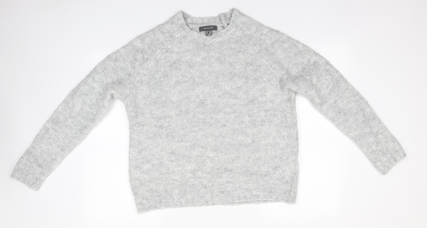 Primark Womens Grey Round Neck  Acrylic Pullover Jumper Size 14