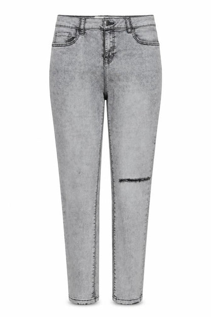Denim & Co. Womens Grey  Cotton Trousers  Size 12 L28 in Regular
