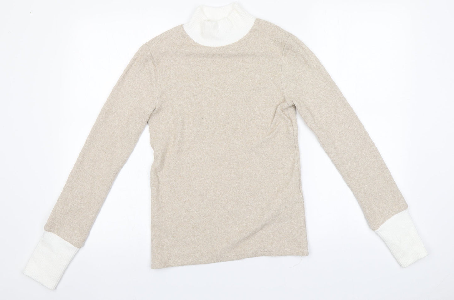 Stradivarius Womens Beige Round Neck  Viscose Pullover Jumper Size S