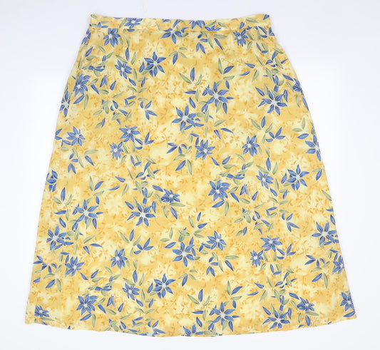 ELVI Womens Orange Floral  A-Line Skirt