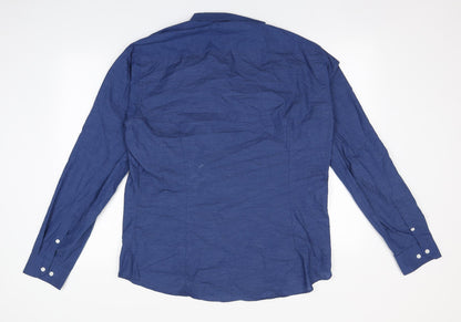 H&M Mens Blue  Polyester  Button-Up Size XL Collared