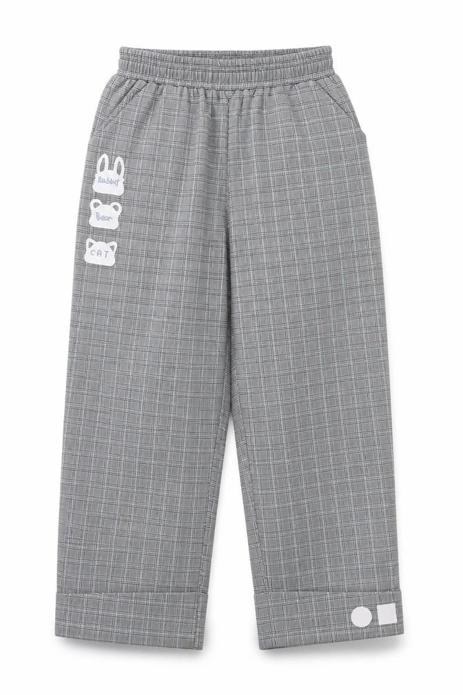 Preworn Girls Grey Plaid  Sweatpants Trousers  L22 in