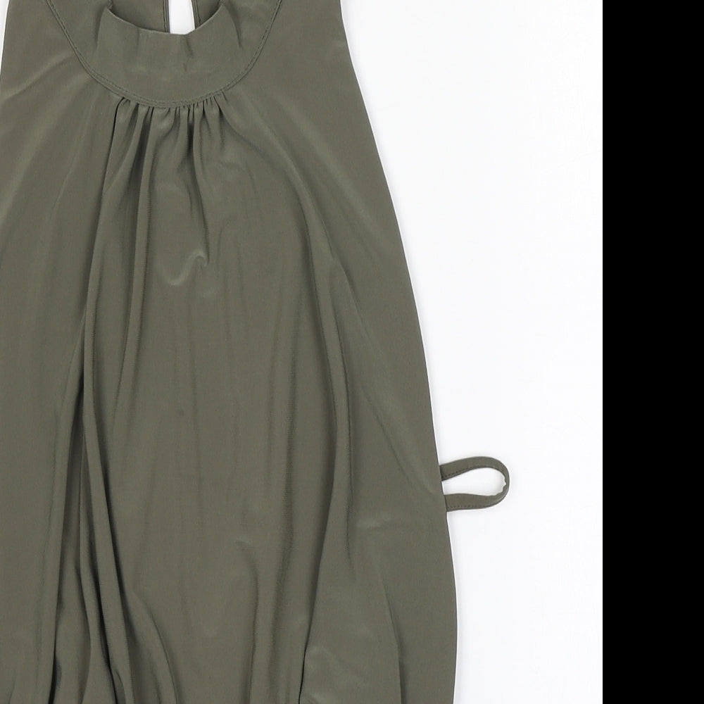 Love Womens Beige  Polyester Basic Tank Size S High Neck