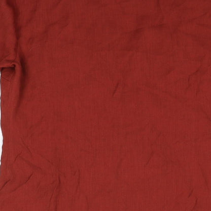 Primark Womens Red  Viscose Basic Button-Up Size 6 V-Neck