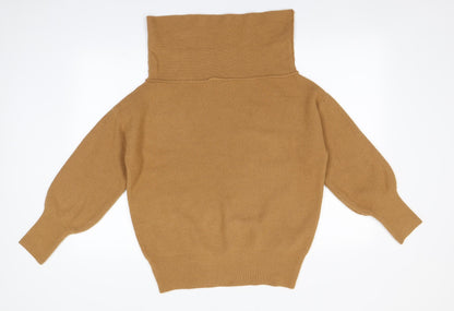 Preloved FOREVER 21 Womens Brown Roll Neck  Acrylic Pullover Jumper Size S - Front