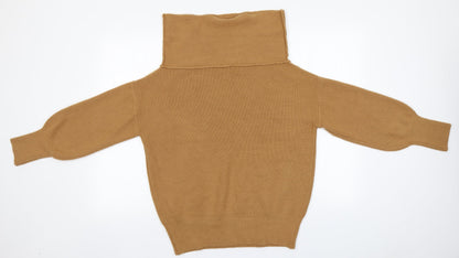 Preloved FOREVER 21 Womens Brown Roll Neck  Acrylic Pullover Jumper Size S - Back