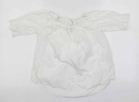 New Look Womens White  Cotton Basic T-Shirt Size 8 Round Neck