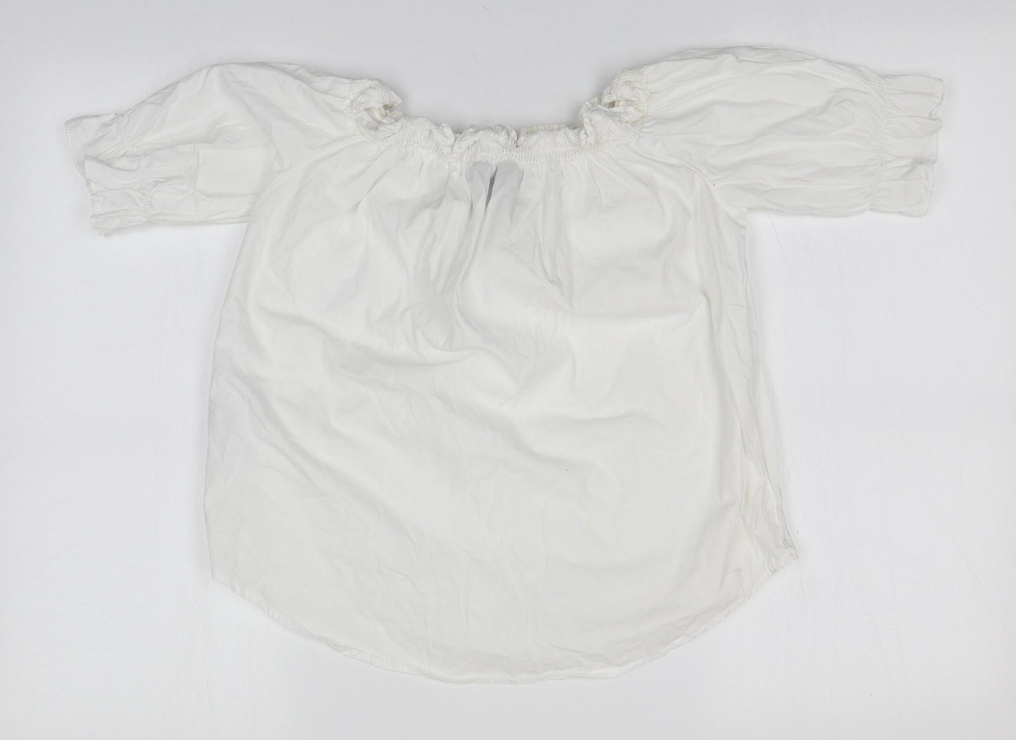 New Look Womens White  Cotton Basic T-Shirt Size 8 Round Neck
