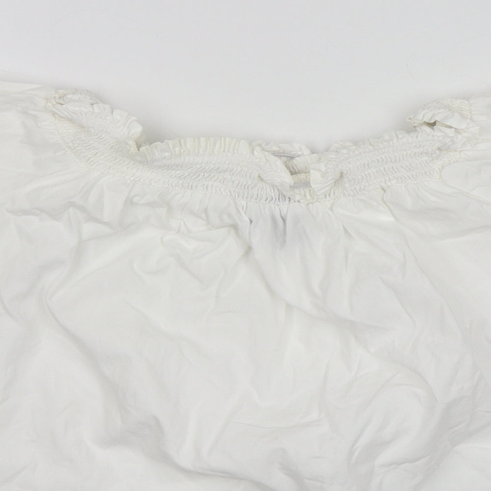 New Look Womens White  Cotton Basic T-Shirt Size 8 Round Neck