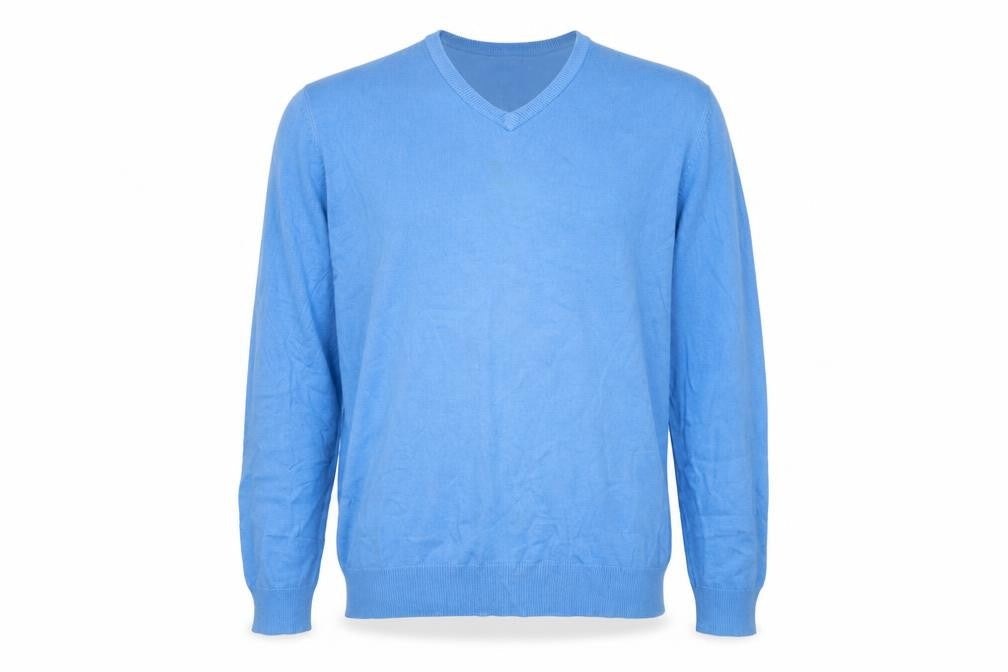 Blue Harbour Mens Blue V-Neck  Acrylic Pullover Jumper Size L
